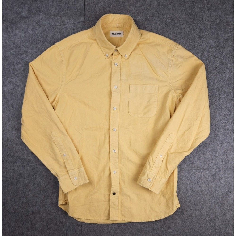Taylor Stitch Shirt Men's 40 Yellow Oxford Long Sleeve Organic Cotton Button Up